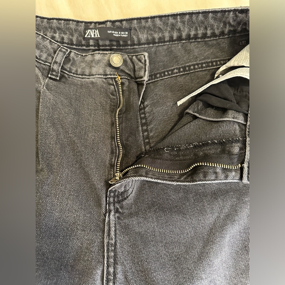 Sz 8 Zara black washed barrel jeans high waisted - Picture 5 of 8